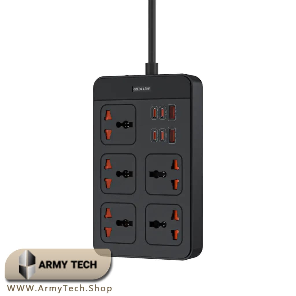 چندراهی برق گرین لاین مدل Green Lion GS-500 با خروجی PD و USB-C