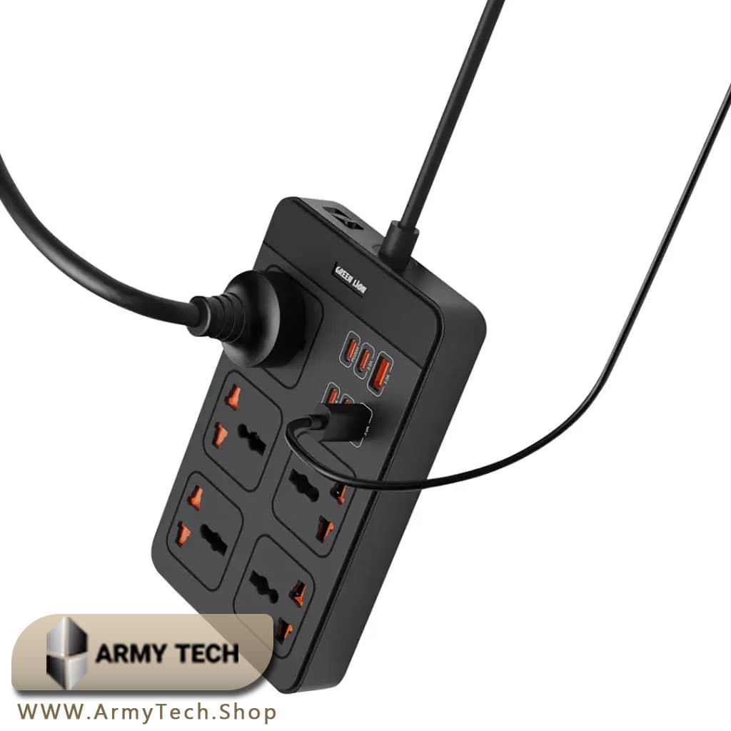 چندراهی برق گرین لاین مدل Green Lion GS-500 با خروجی PD و USB-C 2