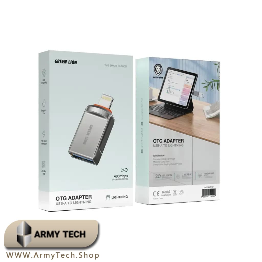 مبدل OTG USB-A به Lightning گرین لاین GNOTGALTAGY Zinc Alloy 480Mbps 2