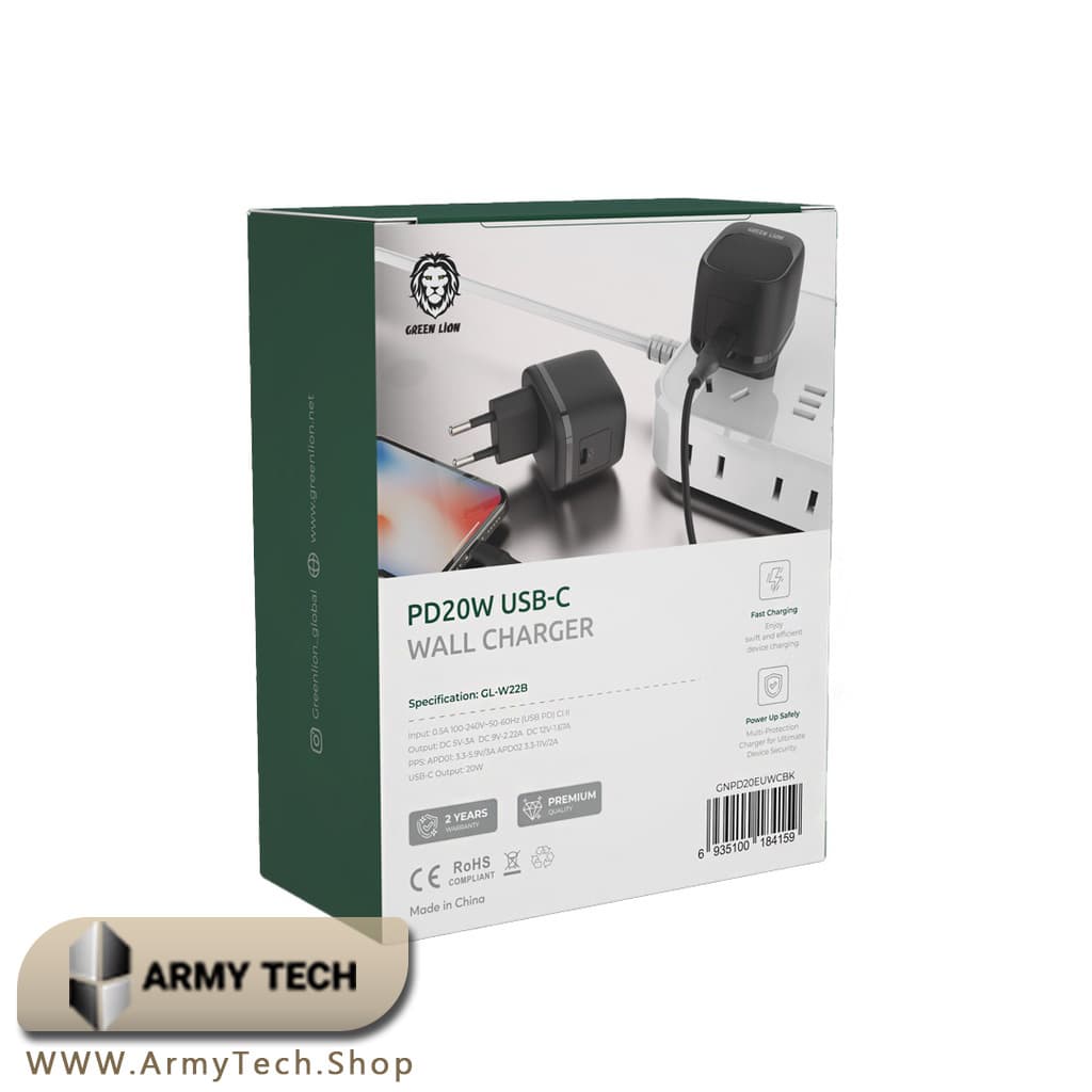 شارژر دیواری USB-C گرین لاین PD 20W Wall Charger 3