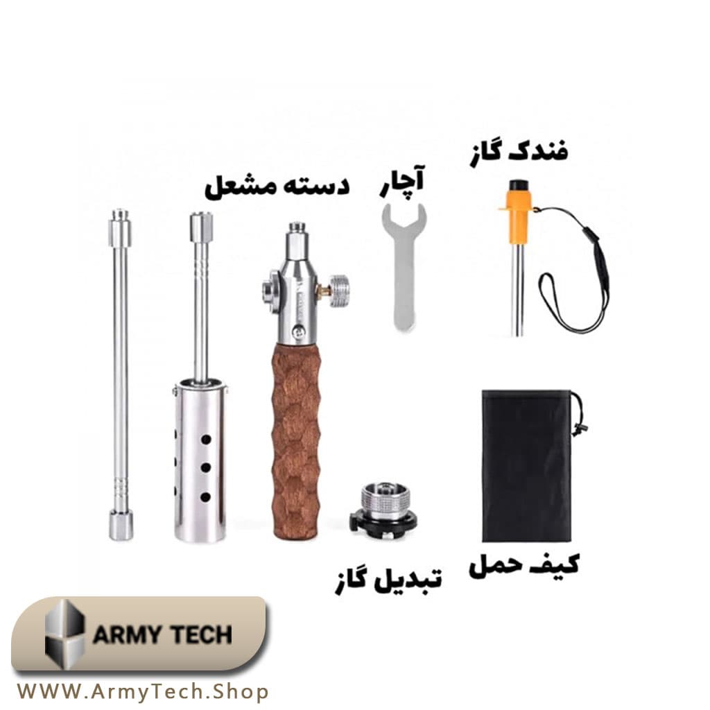 مشعل گازی کمپینگ گرین لاین مدل Flame Torch با دسته چوبی 3