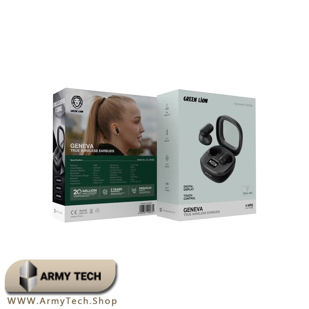 هندزفری بلوتوثی گرین لاین مدل Geneva GL-TWS82 تاچ کنترل، IPX5 2