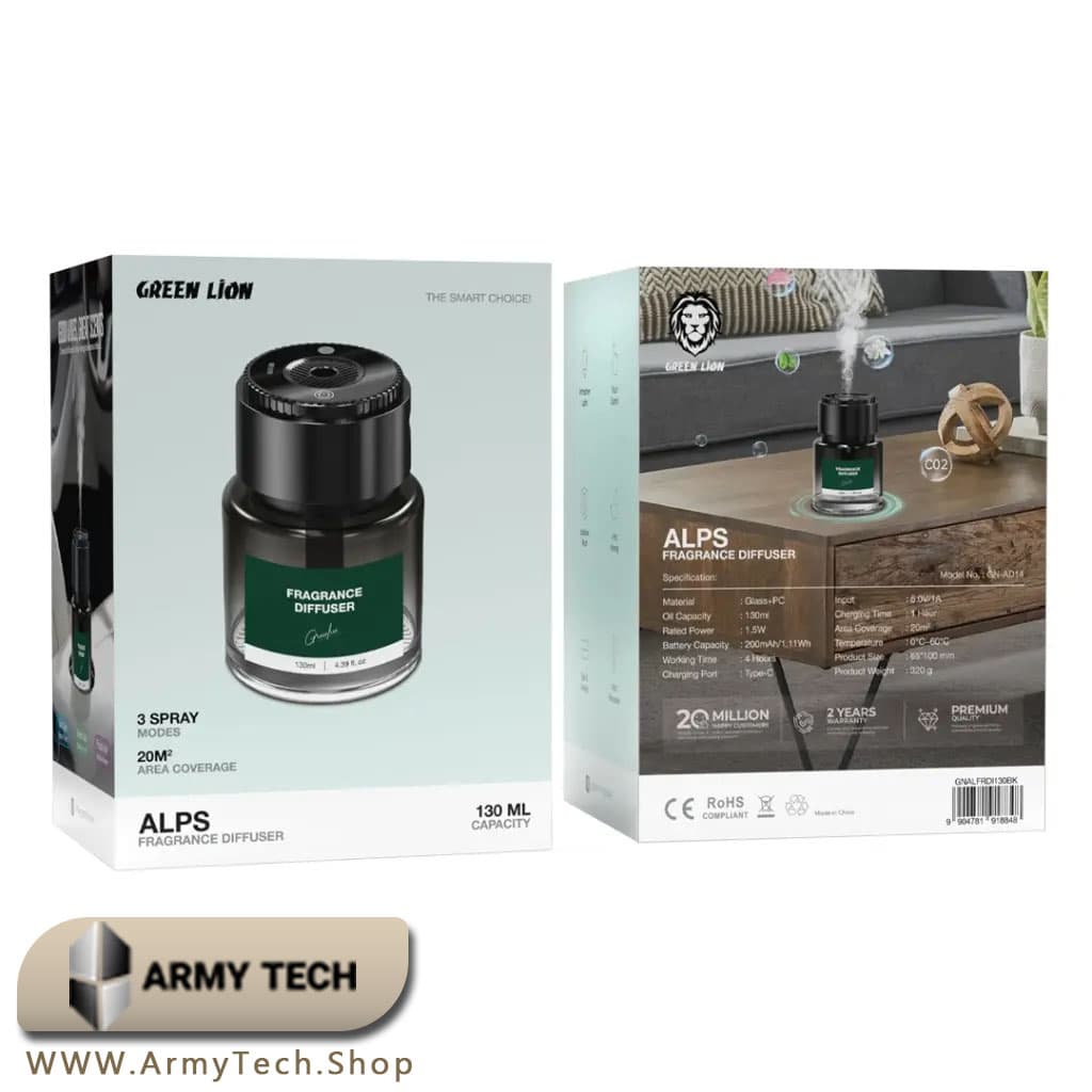 خوشبوکننده هوشمند گرین لاین مدل GL-HU8 با چراغ LED و ظرفیت 130 میلی‌لیتر 2