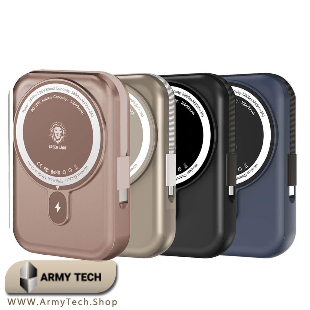 پاوربانک مگ‌سیف Green Lion مدل Monaco ظرفیت 10000 میلی‌آمپر 3