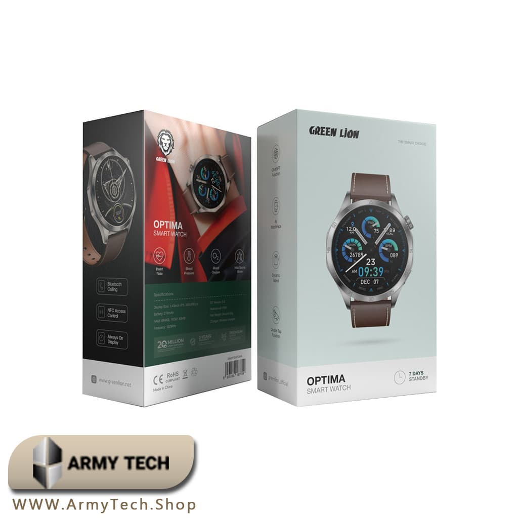 ساعت هوشمند گرین لاین مدل Optima با بند چرمی و سنسور سلامت 3