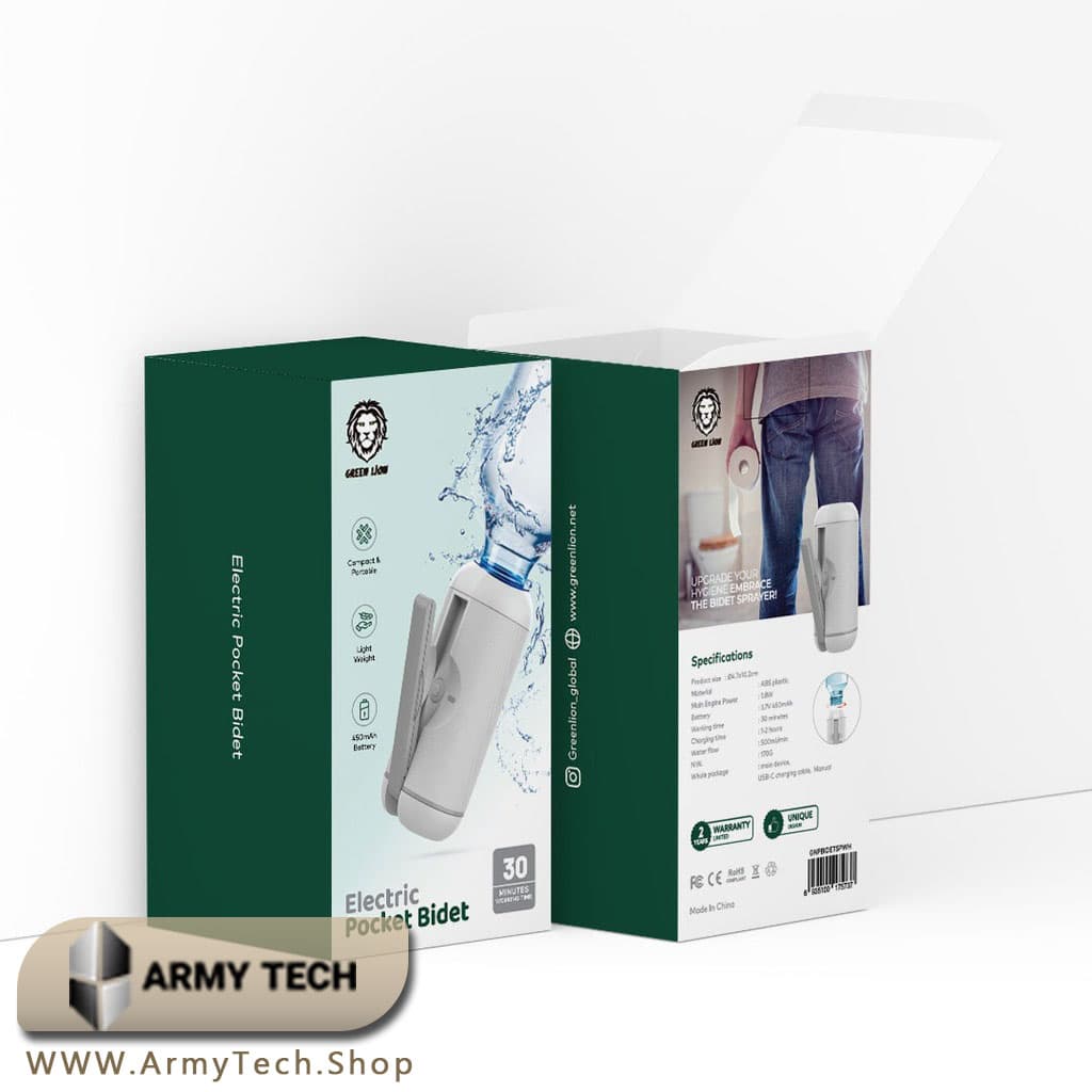 بیده جیبی شارژی Green Lion مدل Pocket Bidet پرتابل با باتری 450 میلی‌آمپر 5