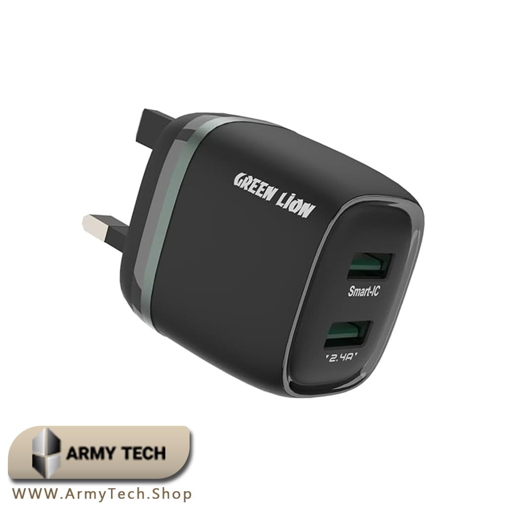 شارژر دیواری دو پورت USB گرین لاین 12W Dual USB + Smart-IC 3