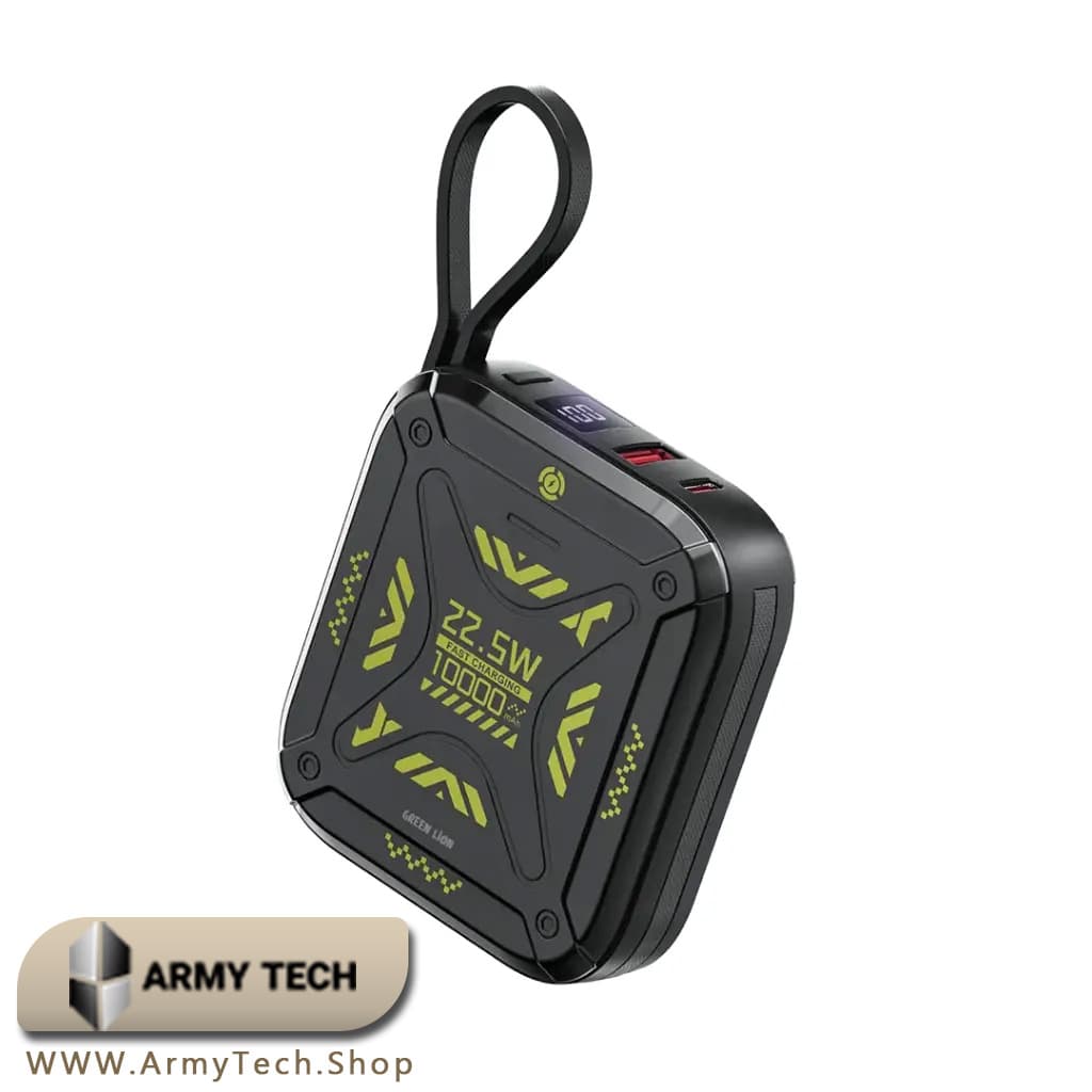 پاوربانک Green Lion مدل Xtreme 10 ظرفیت 10000mAh PD/QC تا 22.5W و کابل داخلی