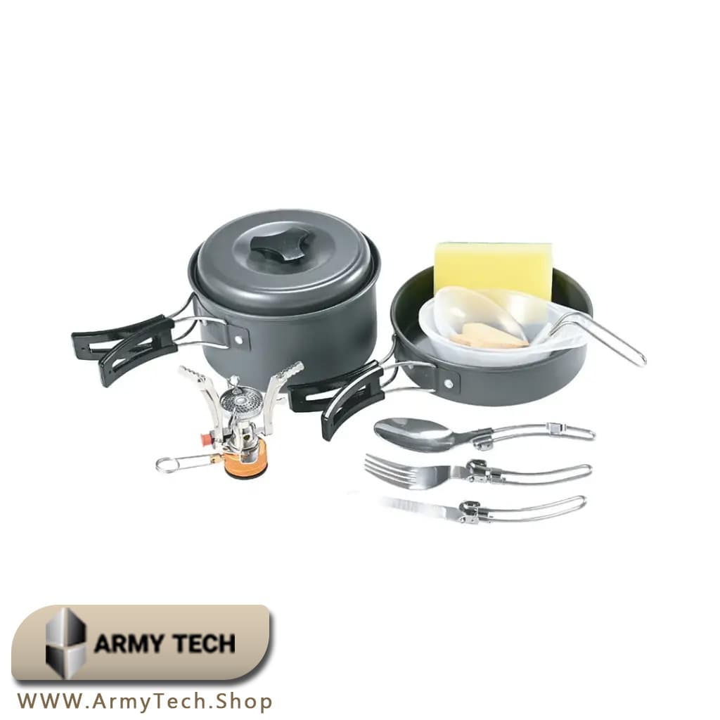 ست ظروف کمپینگ 10 تکه Green Lion مدل Camping Cookware همراه اجاق گاز