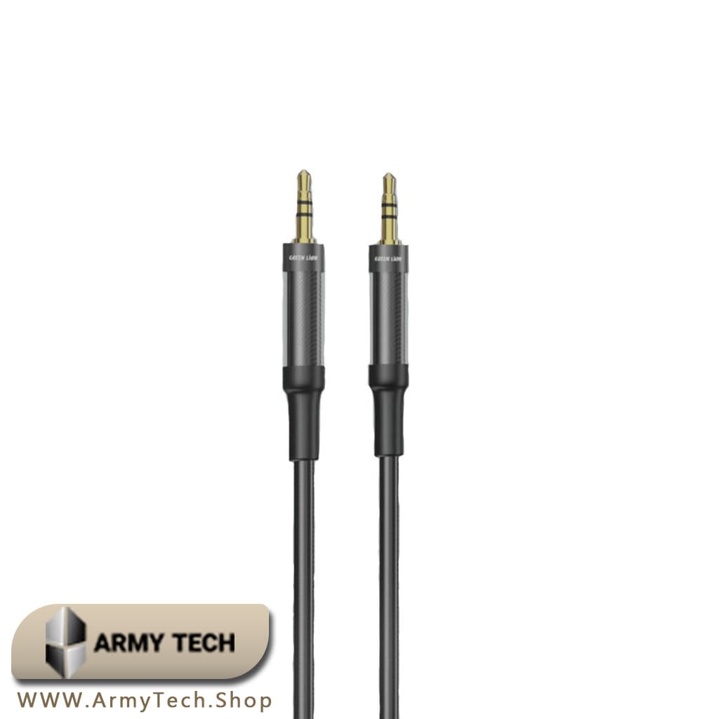 کابل AUX Green Lion مدل GNAUXTOAUXCBK Braided Audio Cable 1m