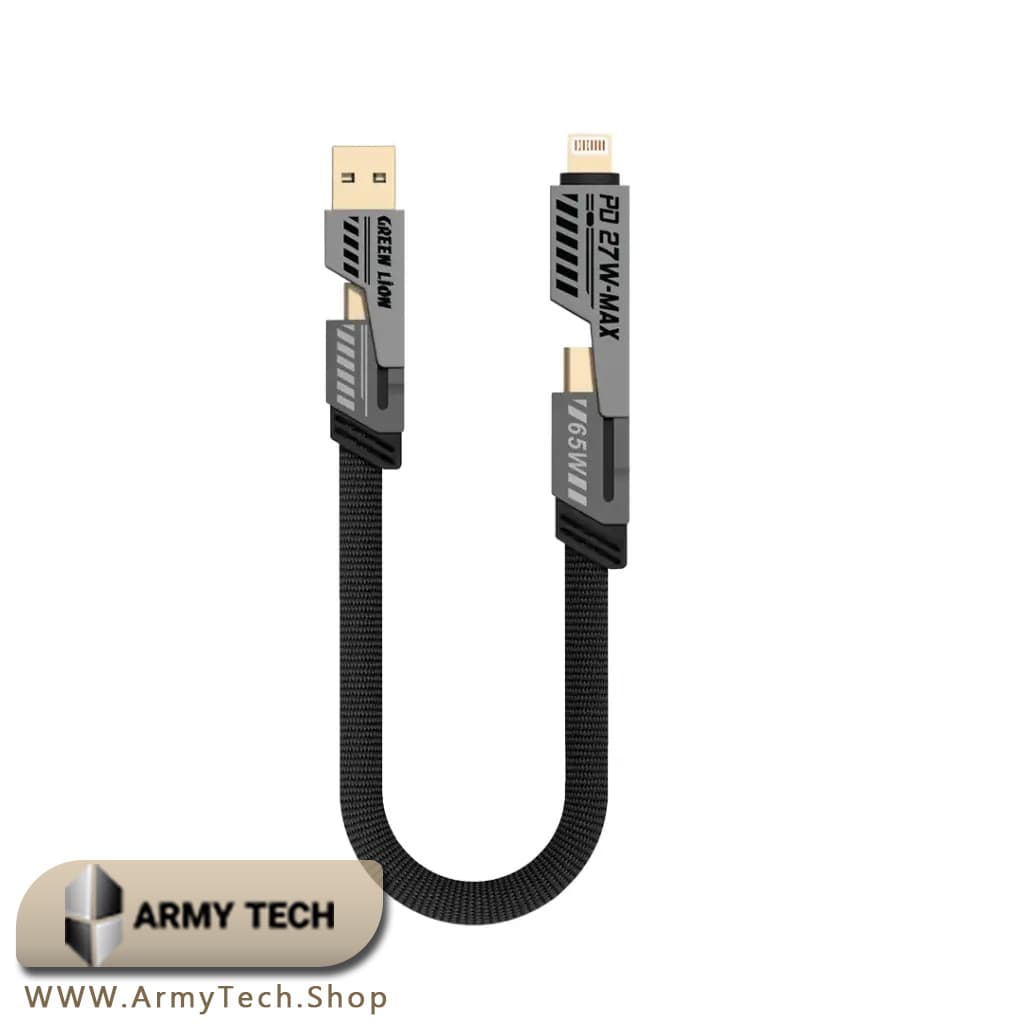 کابل 2in2 Braided گرین لاین مدل GN2N2CA30CMGY Fast Charging Cable 30cm
