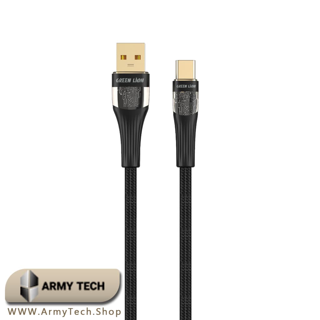کابل USB-A به USB-C Green Lion مدل Transparent/Braided 1m 60W